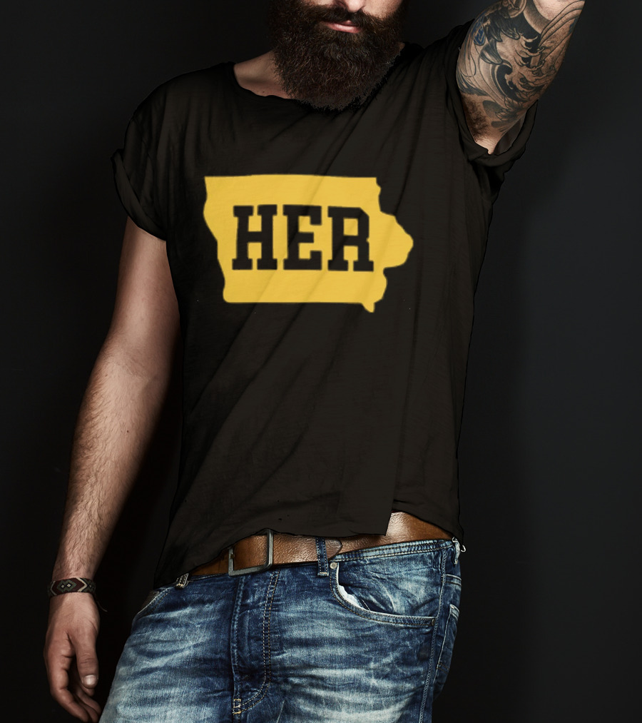 Iowa Her Gold State Outline T-Shirt
