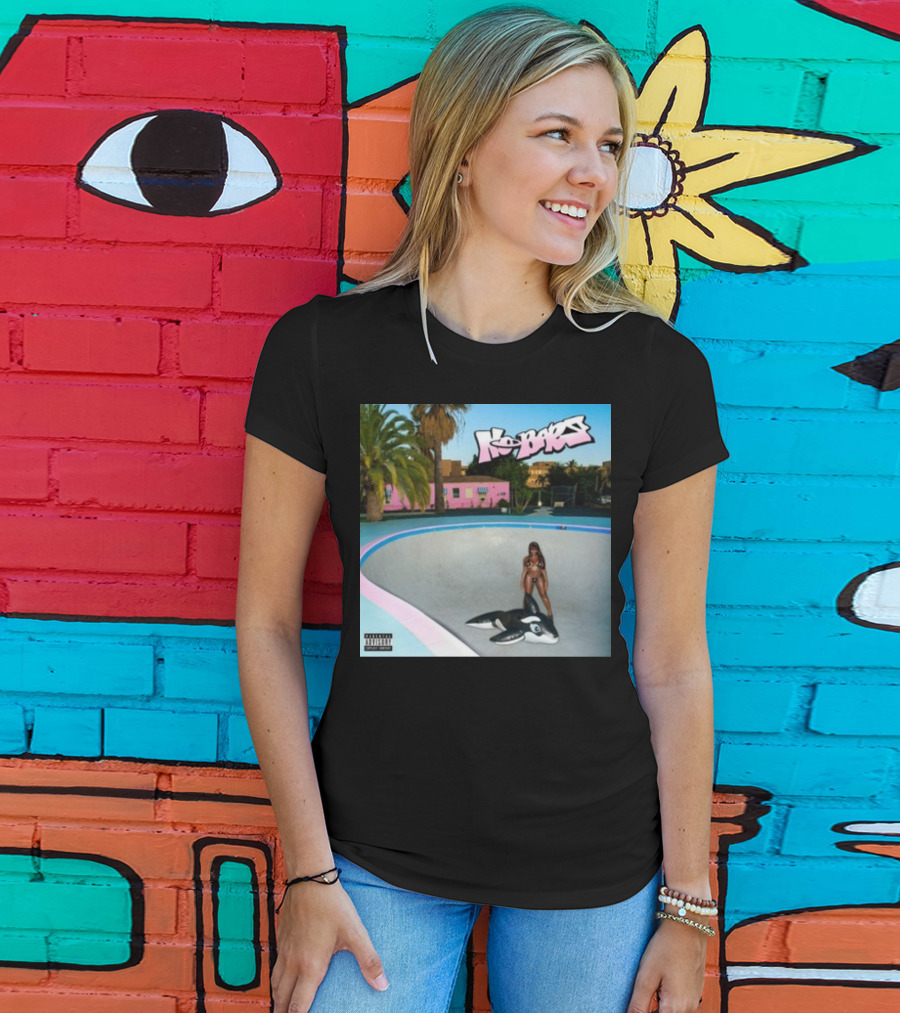 Thegirljt No Bars Inflatable Whale Pool Void Pink House Palm Trees T-Shirt