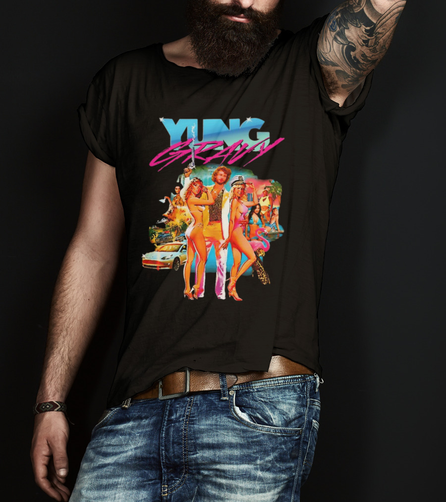 Yung Gravy Retro Miami Vice Aesthetic Vibrant Party Scene T-Shirt