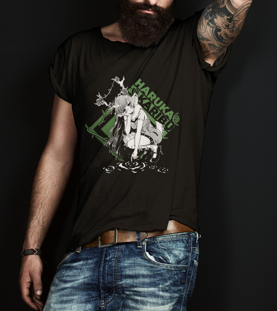 HARUKA KARIBU Manga Style Girl With Deer Antlers And Roses T-Shirt