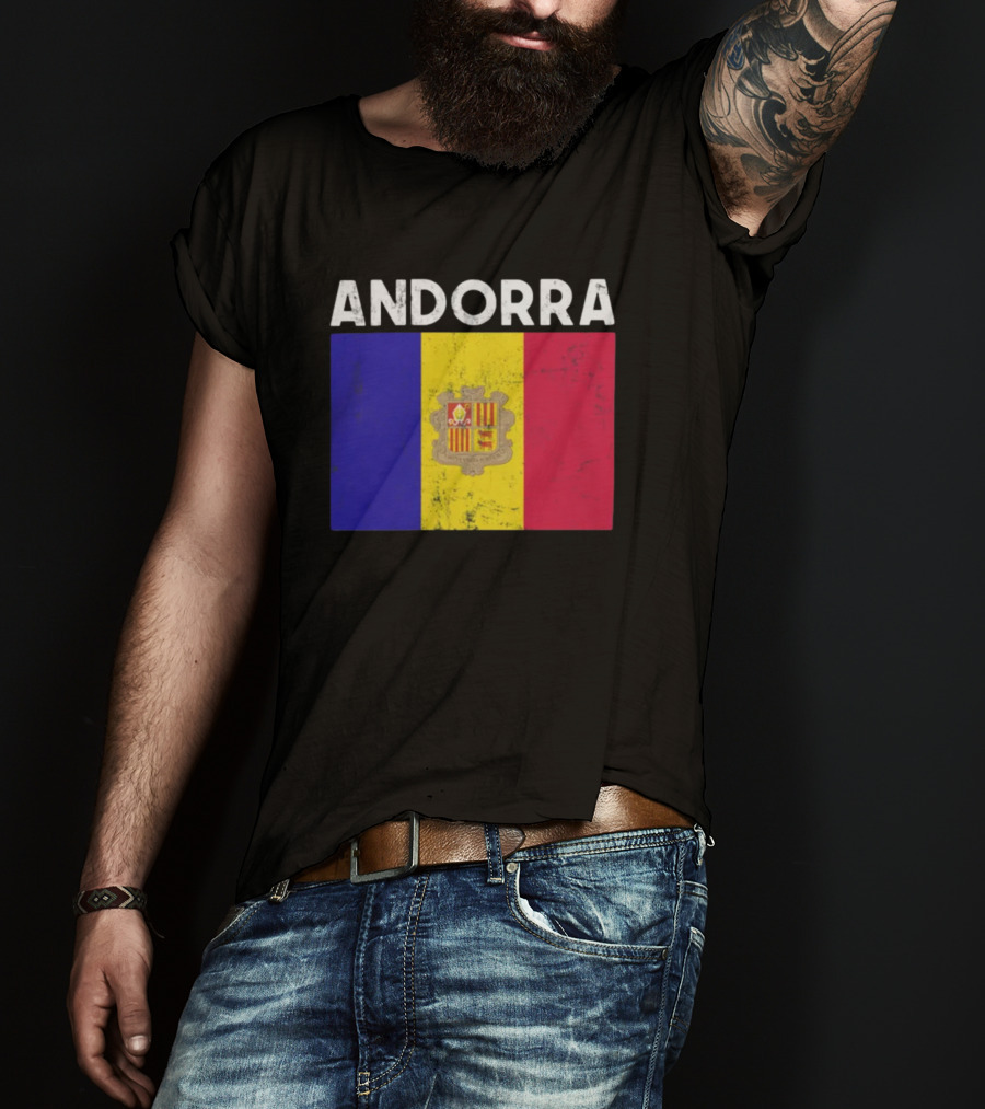 ANDORRA Flag Andorra4032 Iconic Symbol Emblem T-Shirt