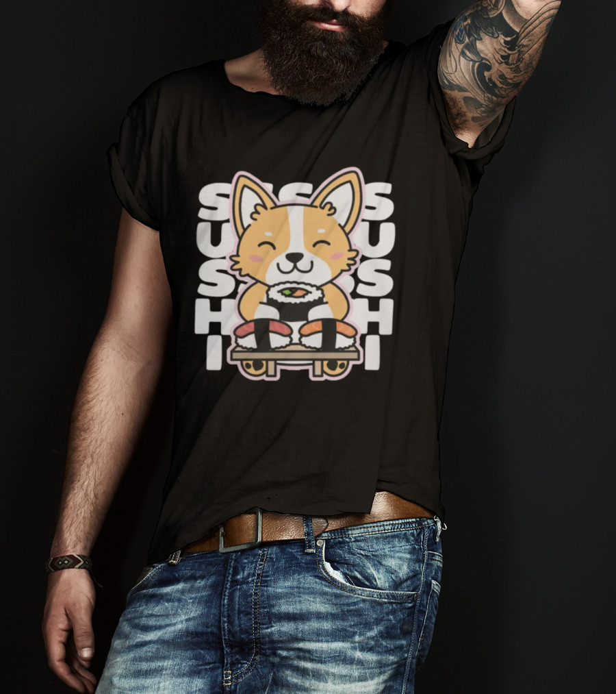 Kawaii Sushi Corgi Cute Anime Dog Japanese Sushi T-Shirt