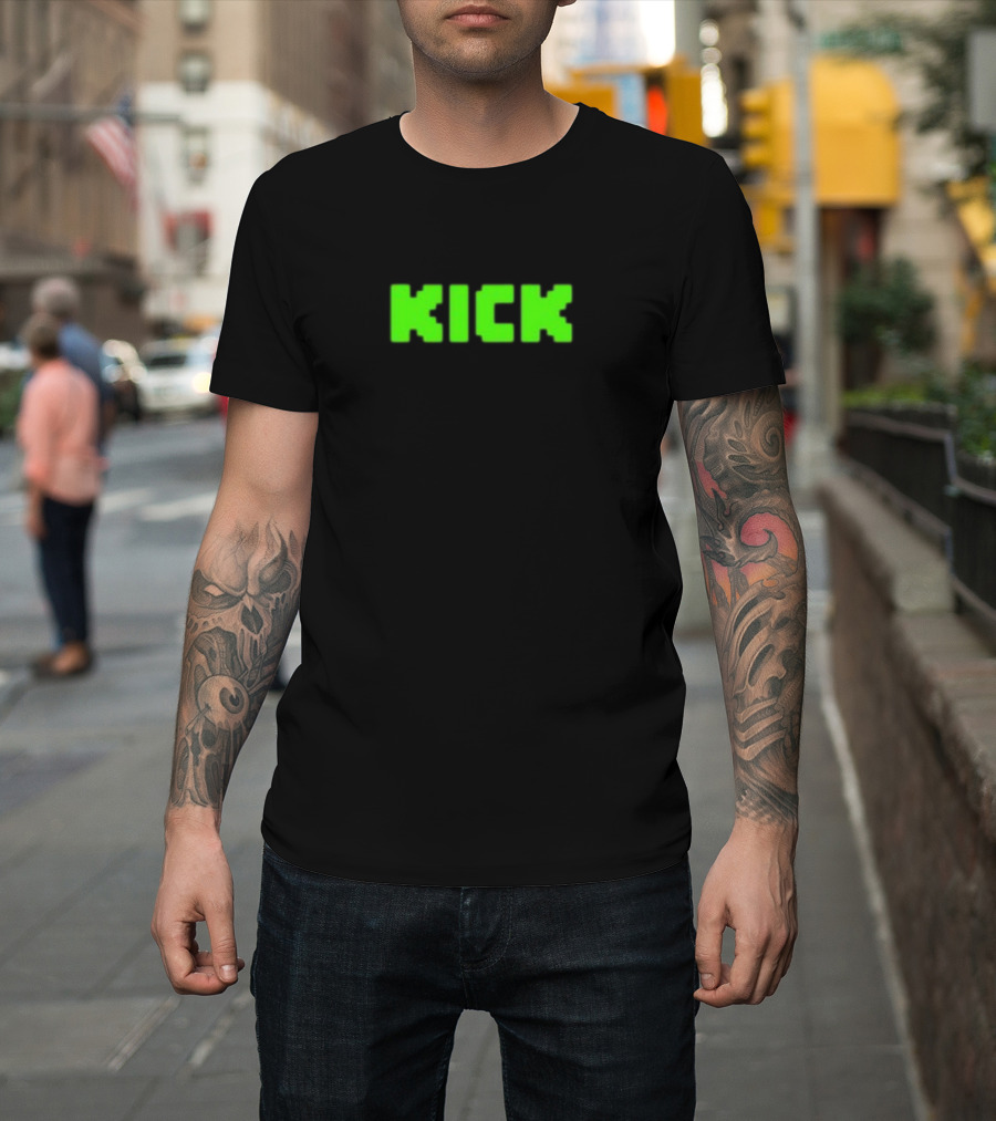 KICK Bold Neon Green Text T-Shirt