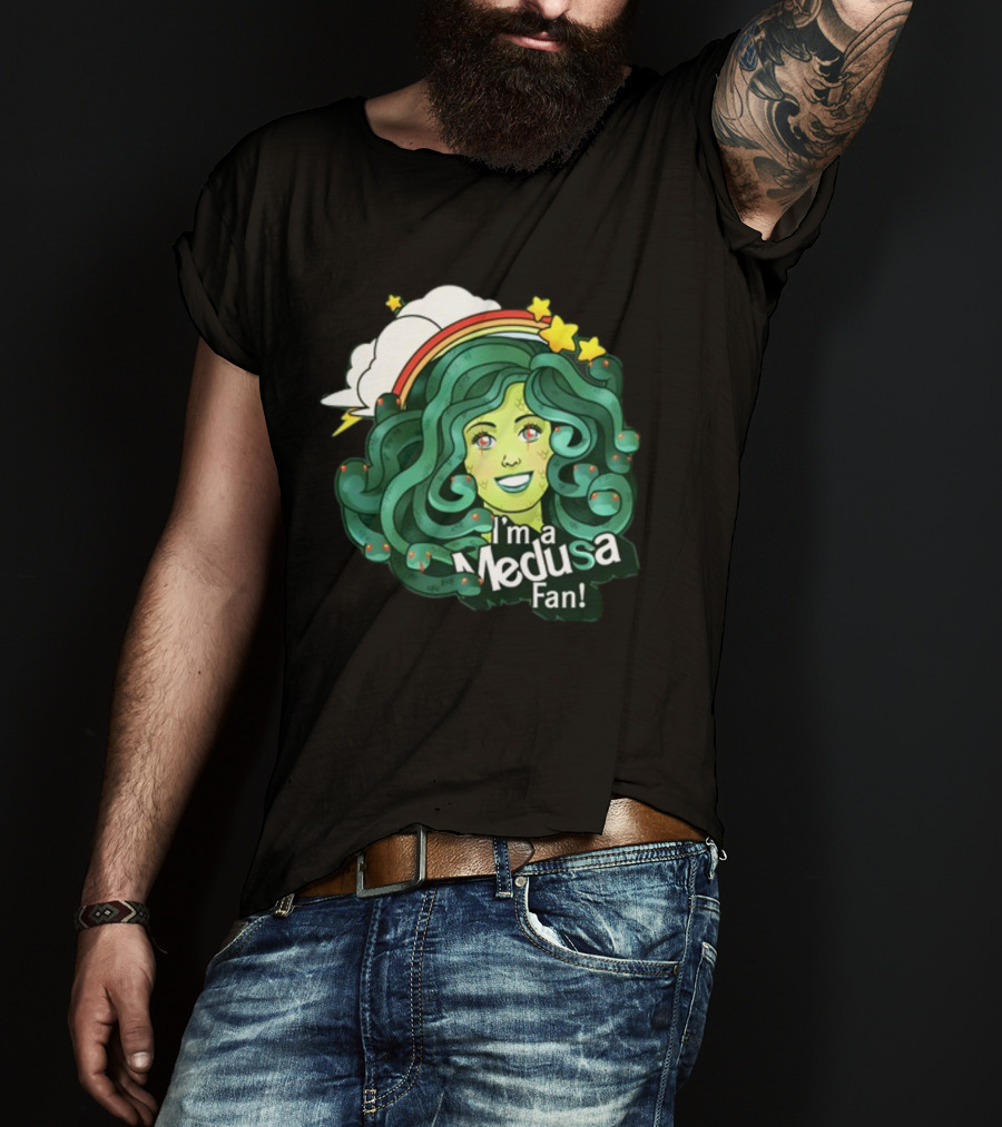 Harebraineddesign I'm A Medusa Fan Rainbow Clouds Stars T-Shirt