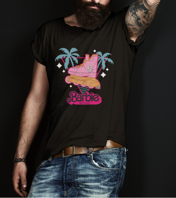 Barbie The Movie Tropical Rollerblade Palm Trees T-Shirt