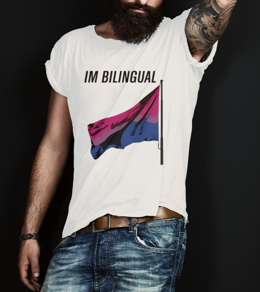 IM Bilingual Flag With Pink Purple And Blue Stripes T-Shirt