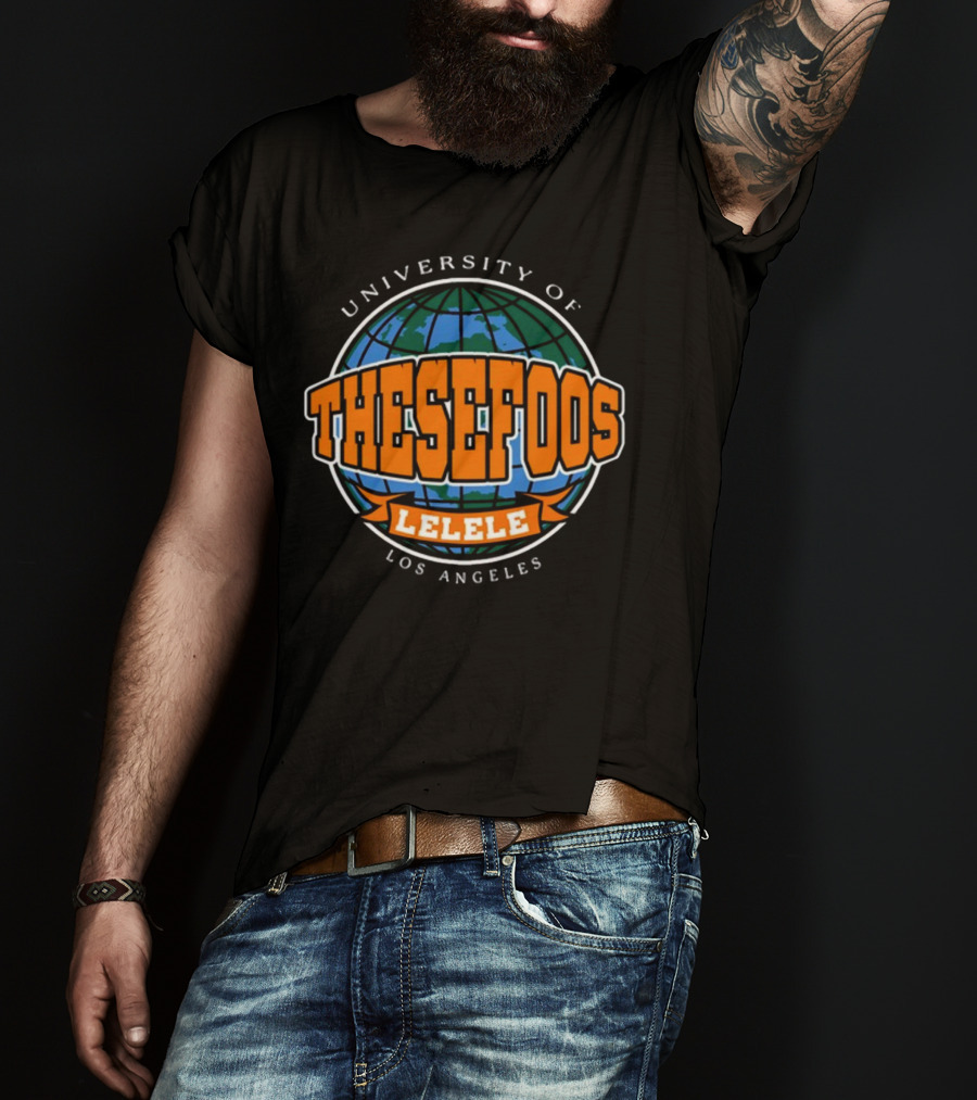 University Of These Foos Lelele Los Angeles Globe Orange T-Shirt