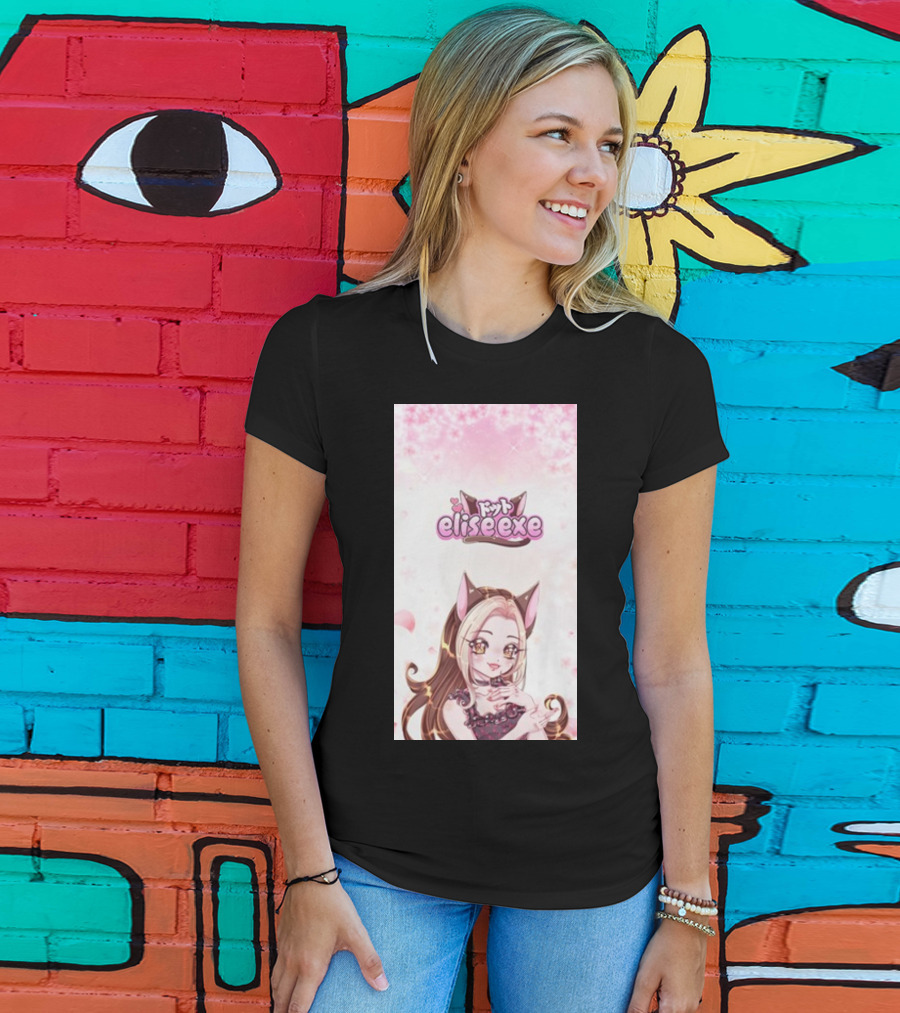Elisedotexe Elise Exe Manga Character Aesthetic With Cat Ears And Sakura Blossoms T-Shirt