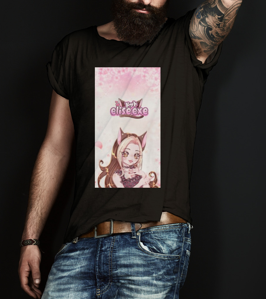 Elisedotexe Elise Exe Manga Character Aesthetic With Cat Ears And Sakura Blossoms T-Shirt