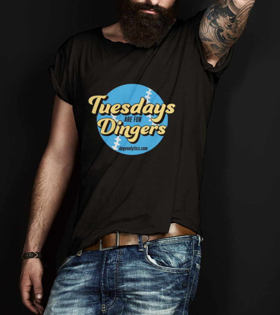 Tuesdays Are For Dingers Degeneltyics.com Football Stitch T-Shirt