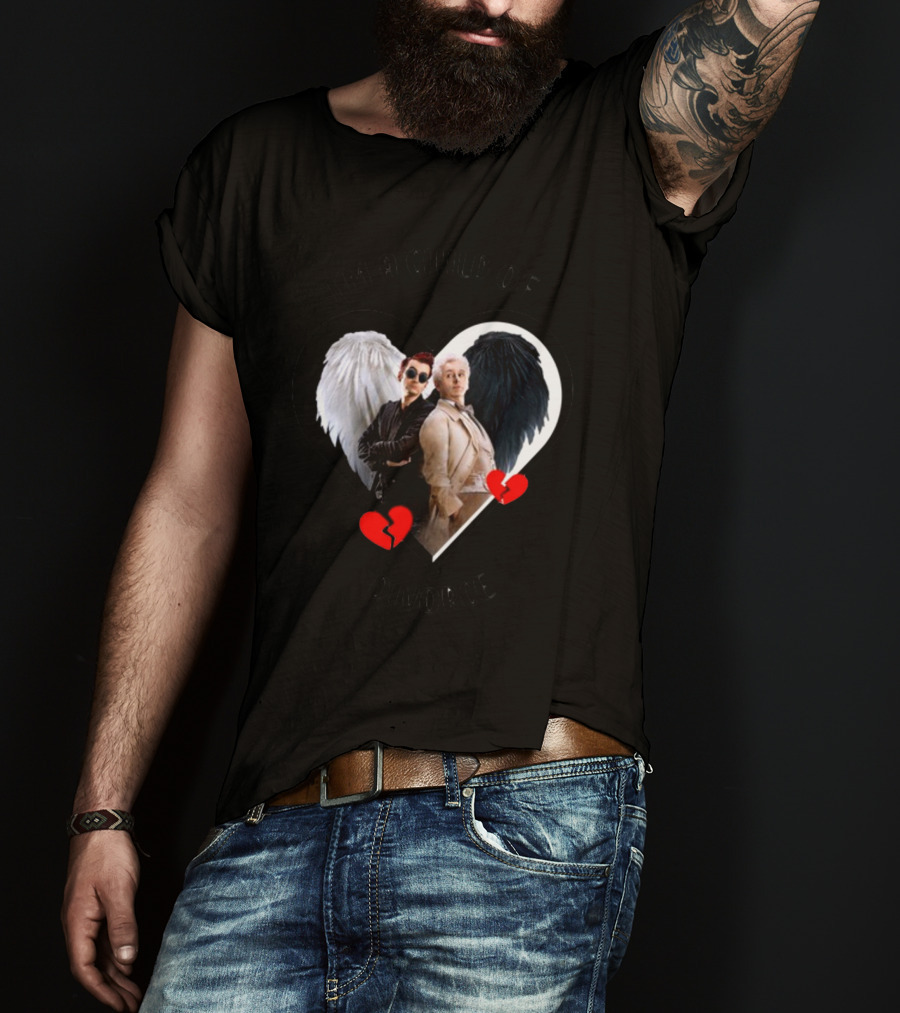 Azirasbraincell Good Omens I'm A Child Of Divorce Heart Wings Broken Heart T-Shirt