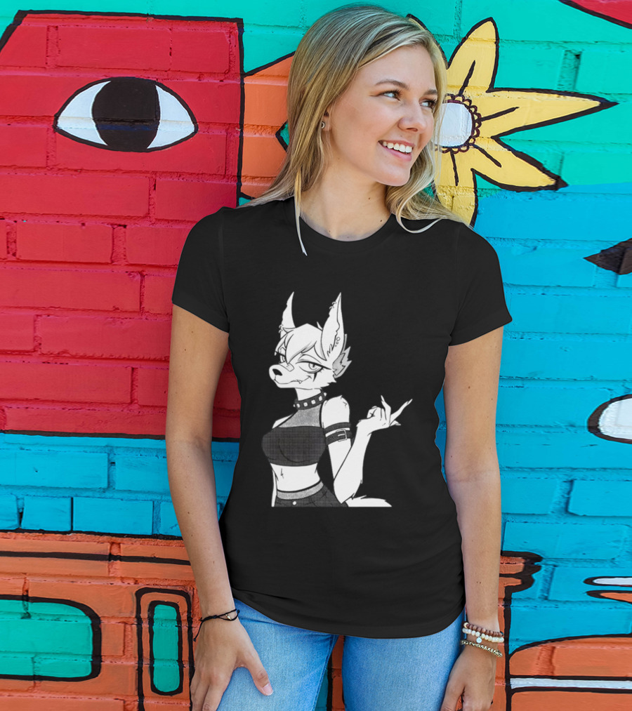 Punk Girl Jackal Attitude Aesthetic T-Shirt