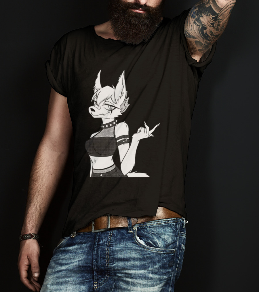 Punk Girl Jackal Attitude Aesthetic T-Shirt