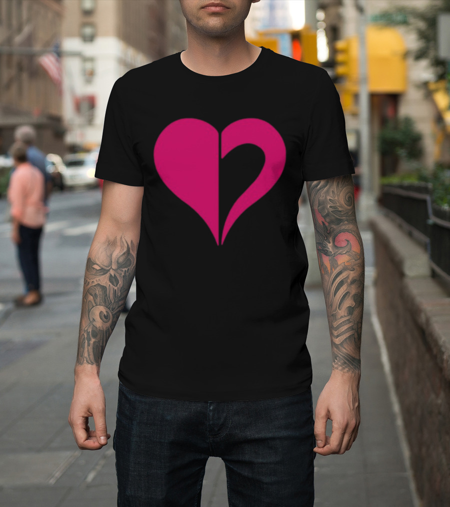 Hero Of Heart Symbol Red Half Heart Shape T-Shirt
