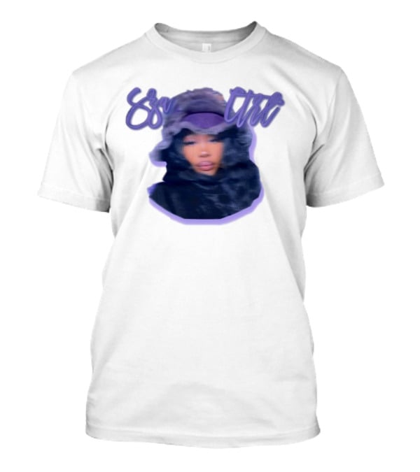 Meechy Club Sza Ctrl Portrait With Fuzzy Hood And Purple Gradient Text T-Shirt