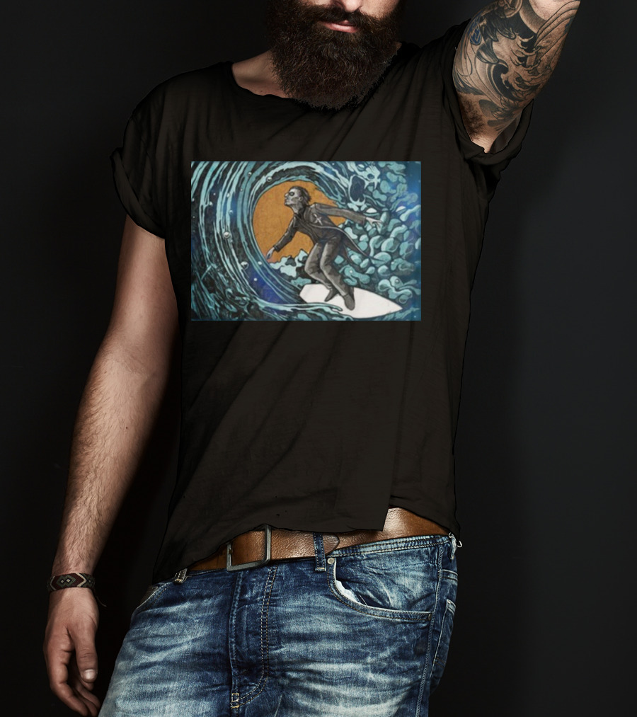 Michael Myers Surfing Massive Wave Halloween T-Shirt