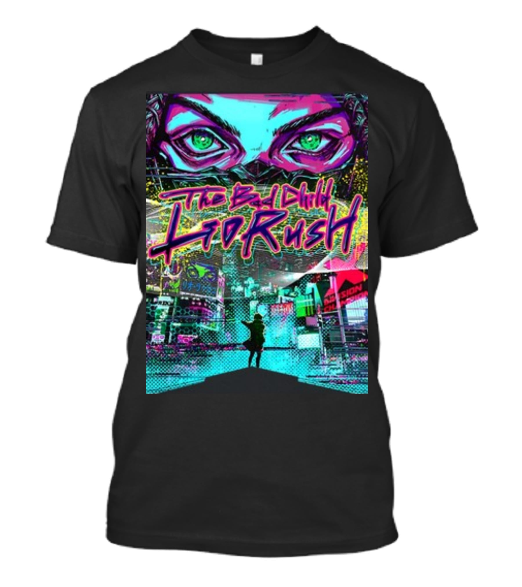 The Bad Child Lio Rush Cyber Punk Tokyo Neon Streetscape T-Shirt