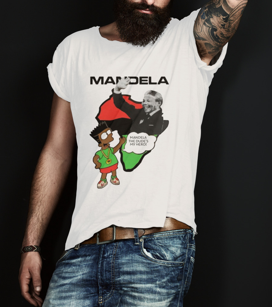 Mandela The Dude's My Hero Africa Cartoon Character T-Shirt