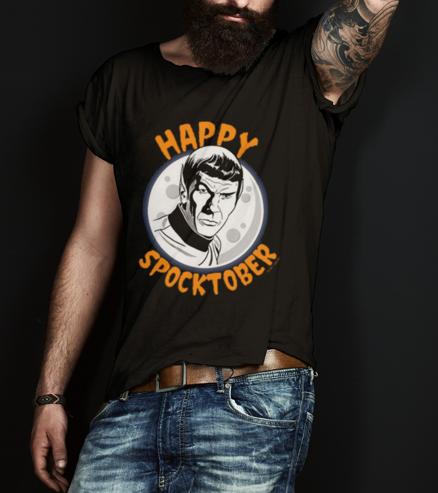 HAPPY SPOCKTOBER Moon Art Spock Vintage Style Retro Sci-Fi Character T-Shirt