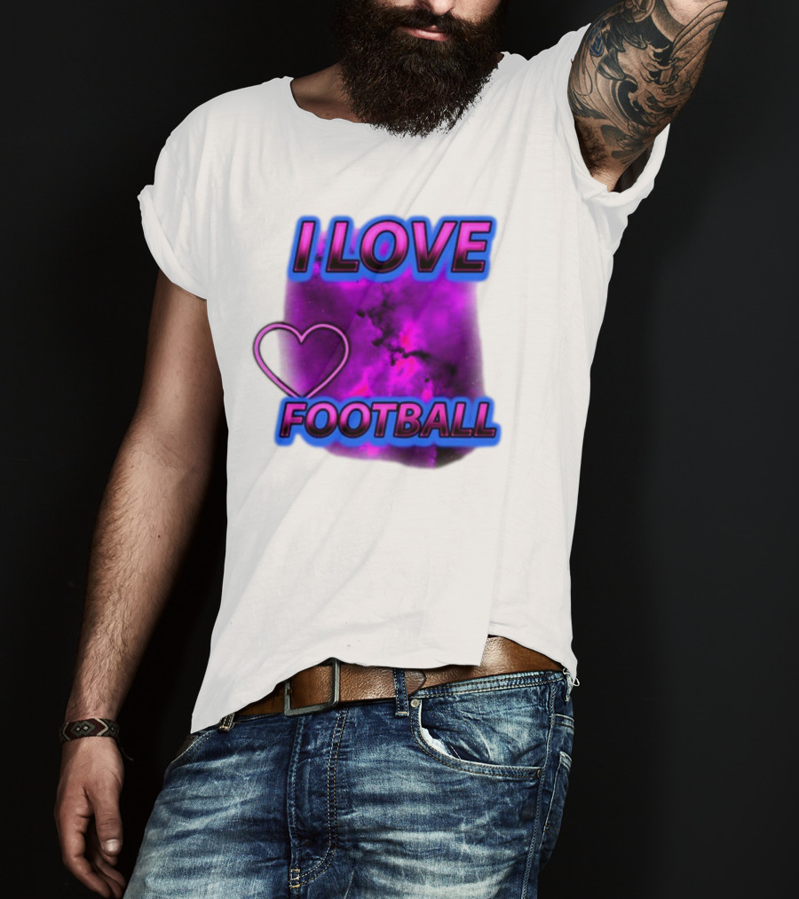 I Love Football Heart Purple Galaxy T-Shirt