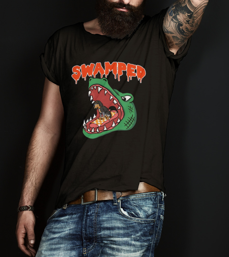 Swamped Hoodie Dog In Gator Mouth T-Shirt