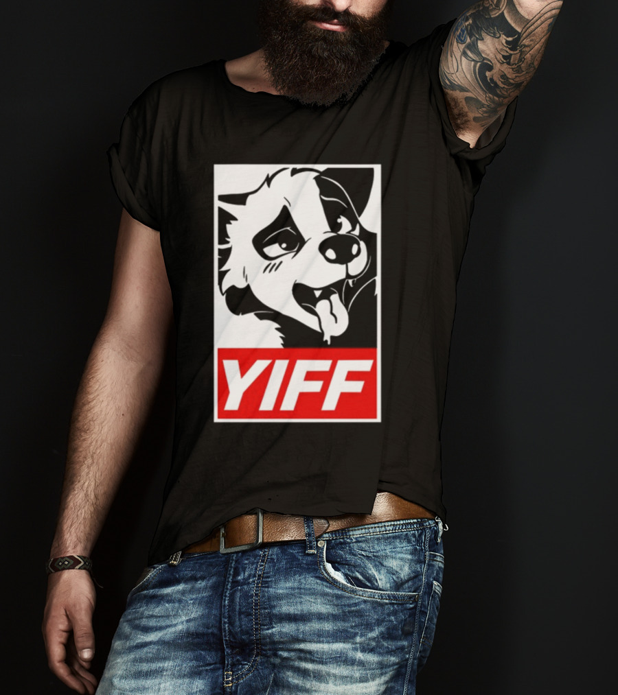 Yiff Dog Logo Red And White T-Shirt