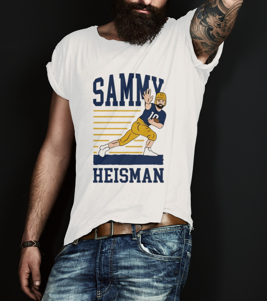 SAMMY HEISMAN 10 Football Pose With Stripes T-Shirt