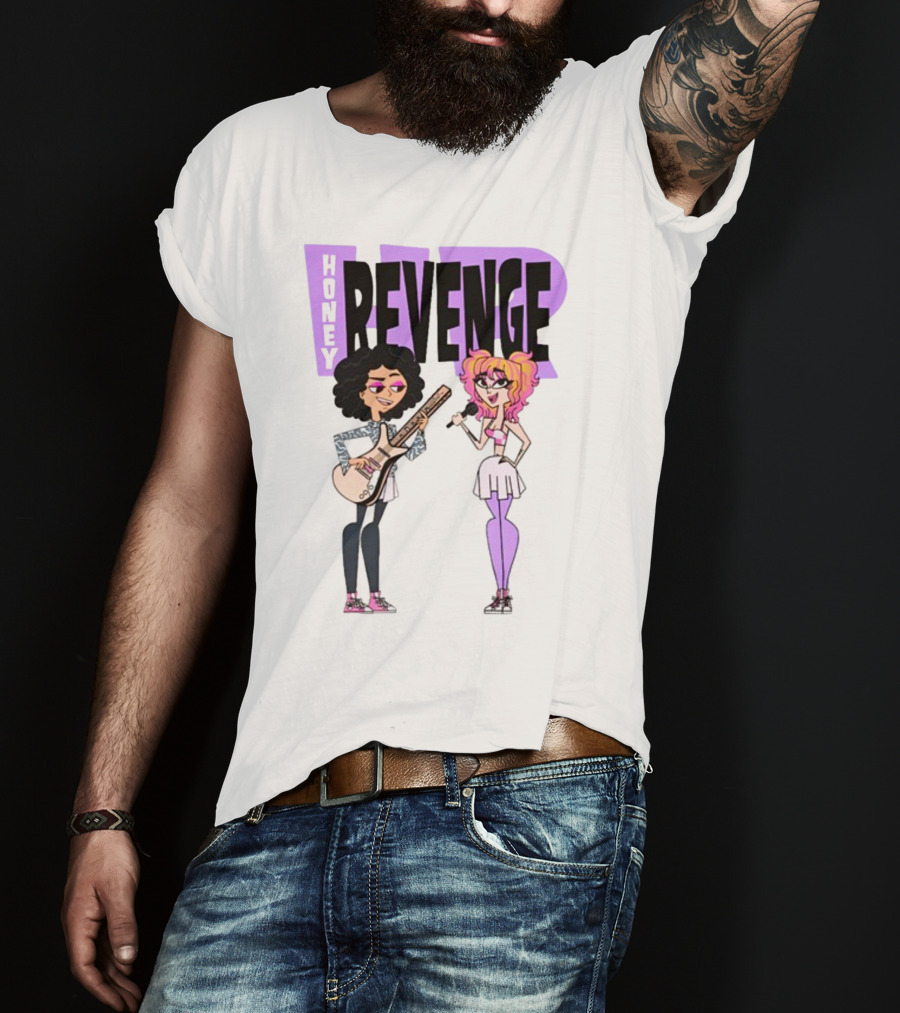 Honey Revenge Characters With Guitar And Microphone Lavender Dust T-Shirt