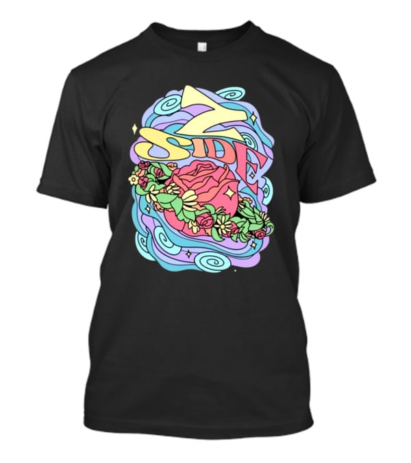 Z Side Colorful Swirl Rose Floral T-Shirt