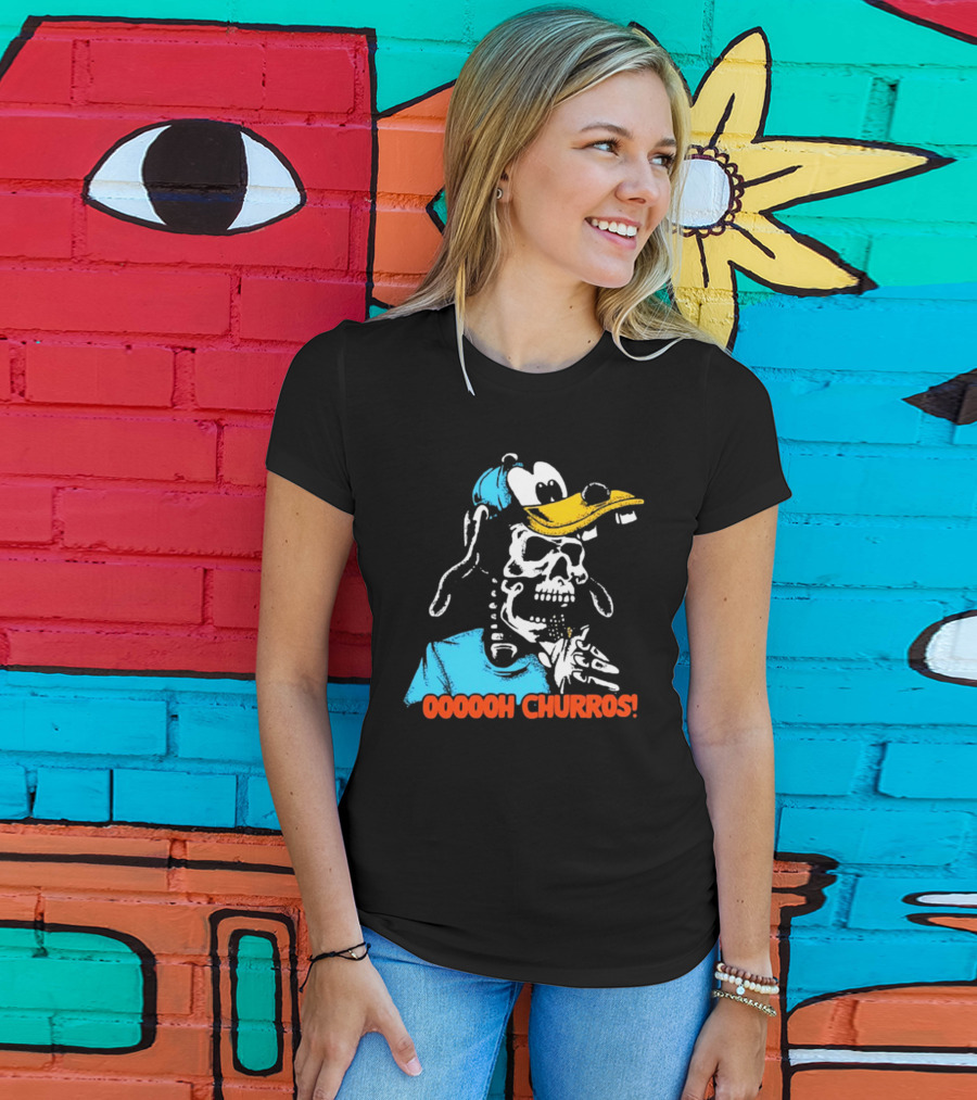 Oooooh Churros Skeleton Dog Character Eating Snack T-Shirt