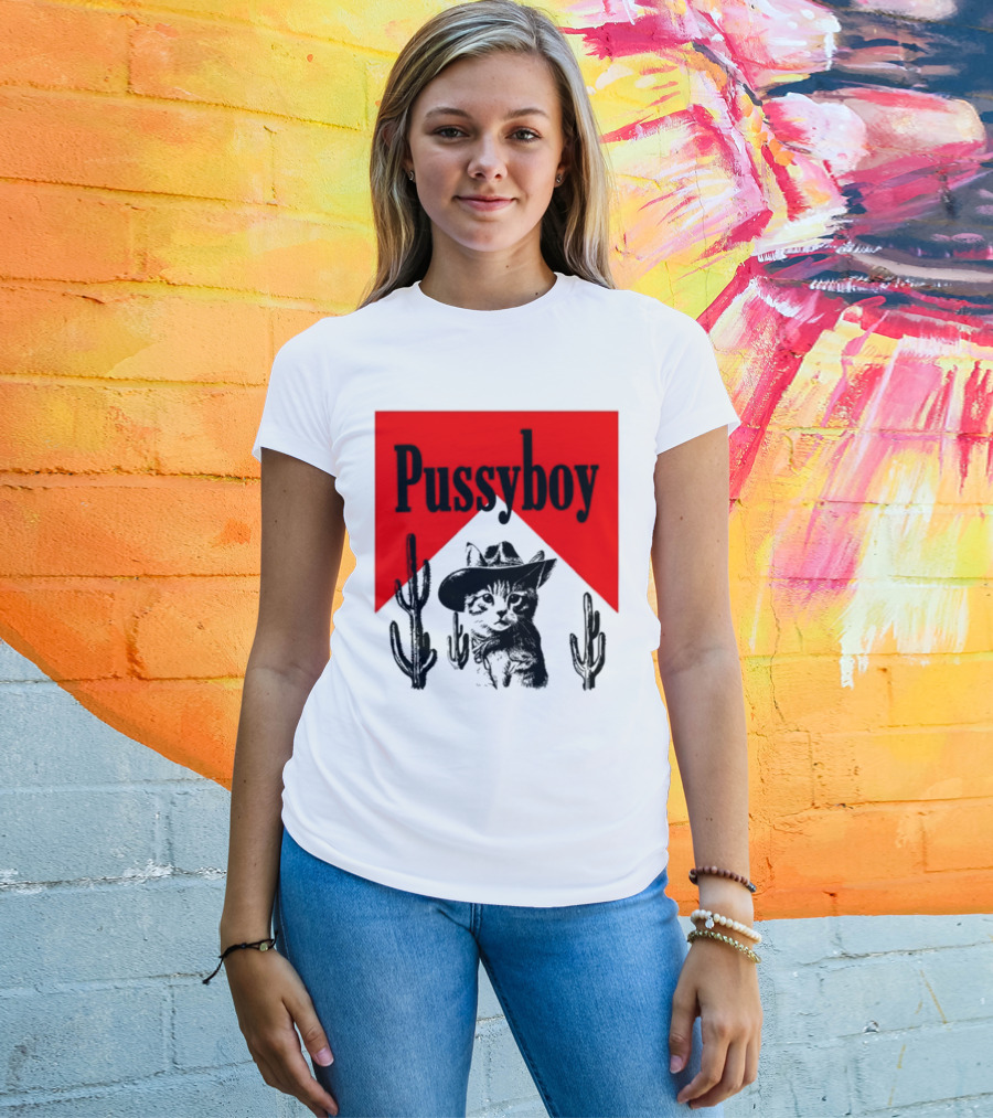 Pussyboy Cat Cactus Cowboy Hat Ezra Miche T-Shirt