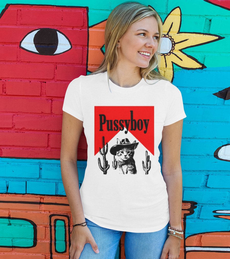 Pussyboy Cat Cactus Cowboy Hat Ezra Miche T-Shirt