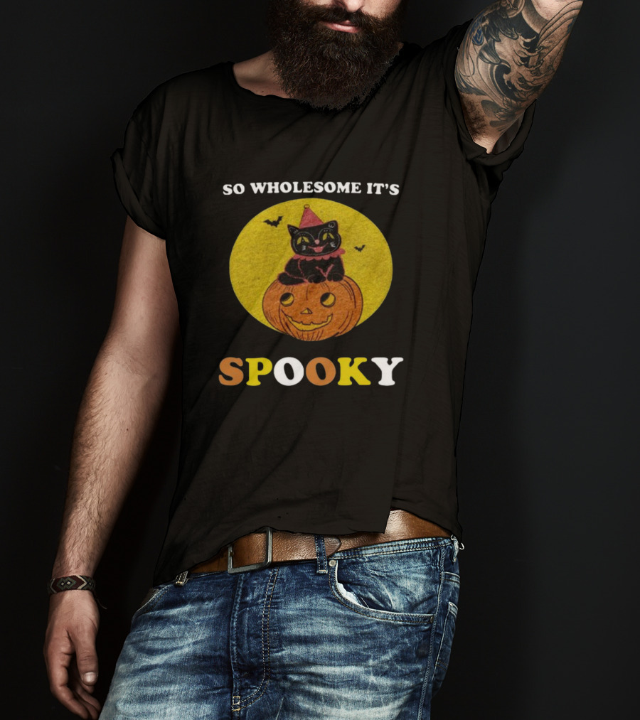 So Wholesome It's Spooky Black Cat Jack-o'-Lantern Halloween T-Shirt