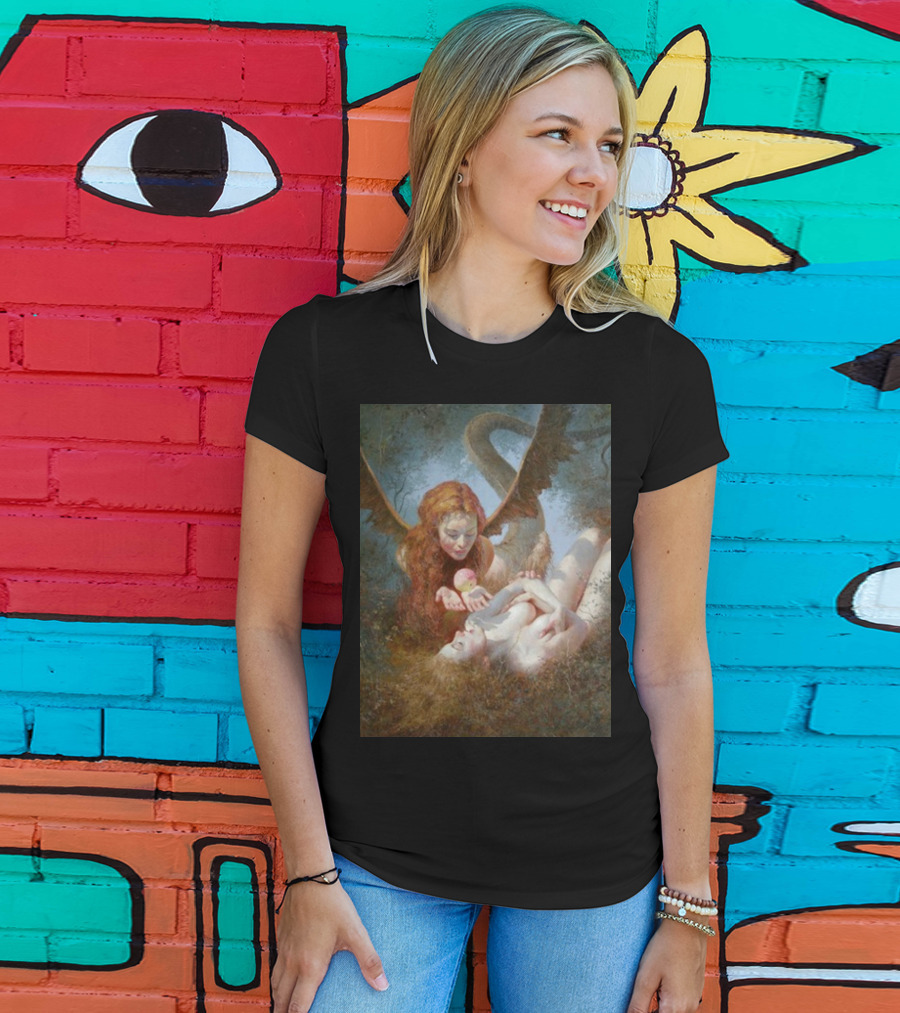 Lilith And Eve 1963 Apple Serpent Wings Mythical Encounter By Yuri Klapouh T-Shirt