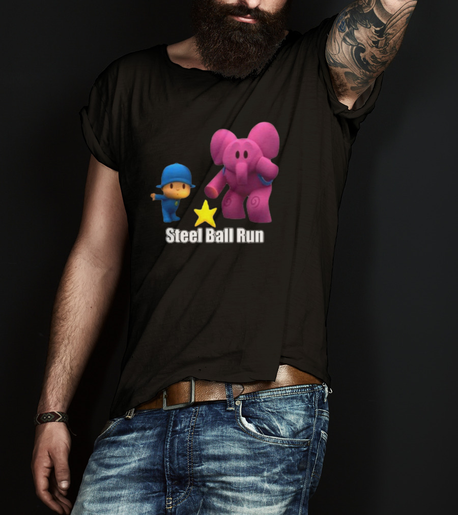 Pocoyo And Pink Elephant Star Steel Ball Run T-Shirt