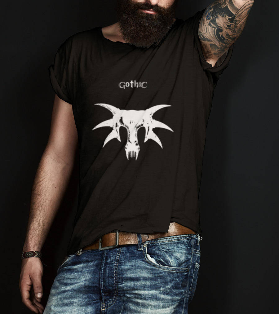 Gothic Skull Tribal Horns Mask T-Shirt