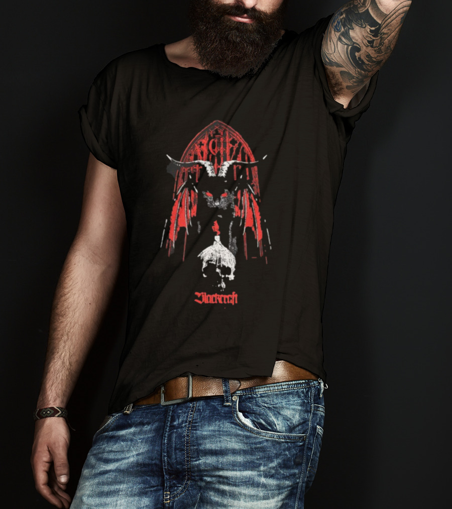 Blackcraft Lilith Goat Skull Red Gothic Arch T-Shirt