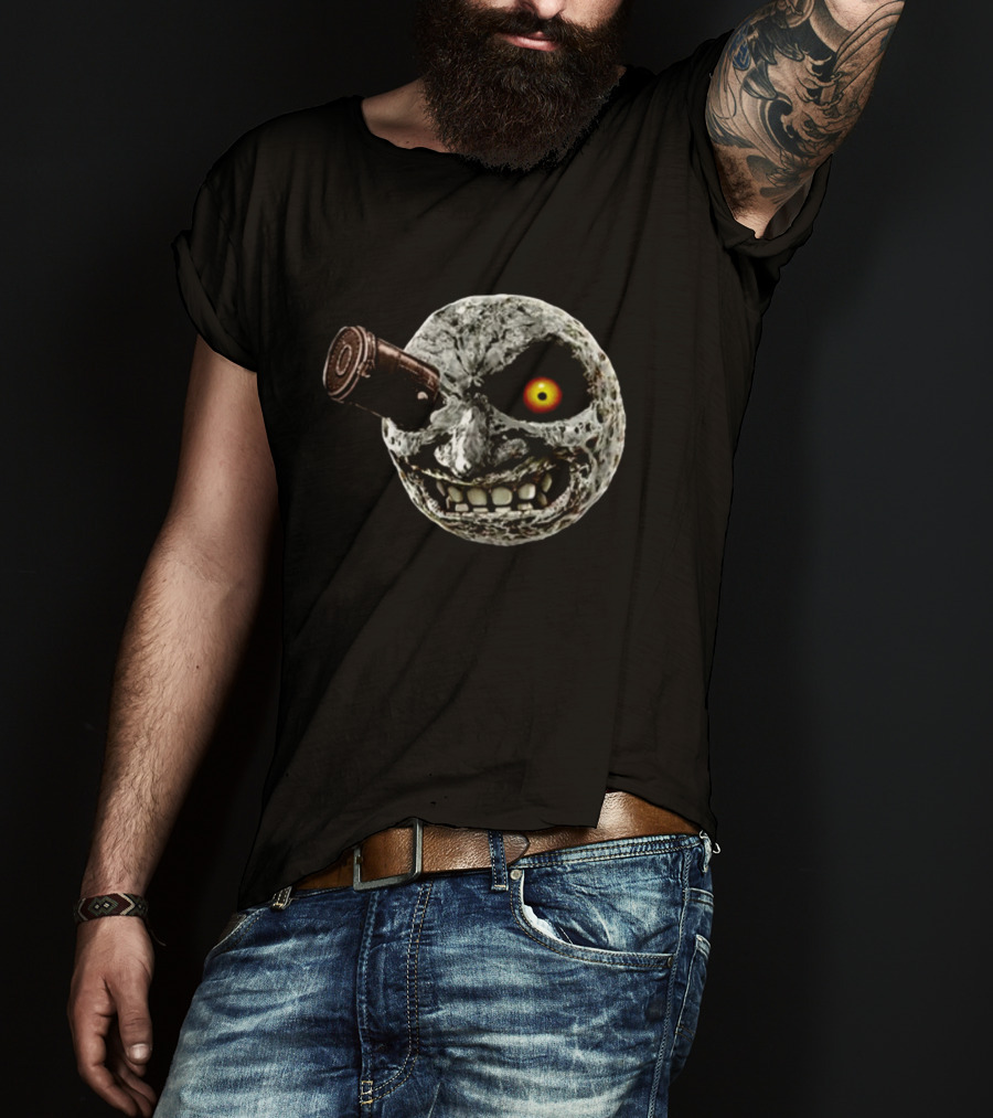 Hardshoppes Majora Moon Creepy Face With Telescope T-Shirt