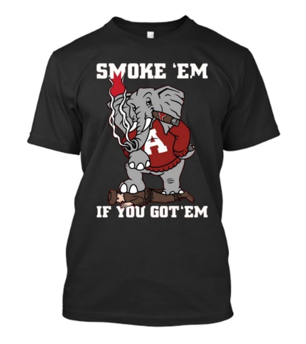 Smoke Em Alabama Elephant Graphic Red White Football T-Shirt