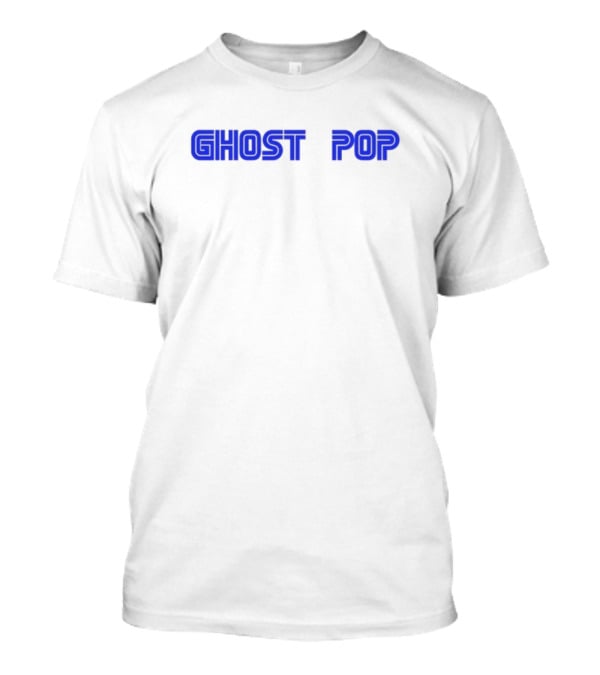 GHOST POP Retro Sci-Fi Neon Blue Text T-Shirt