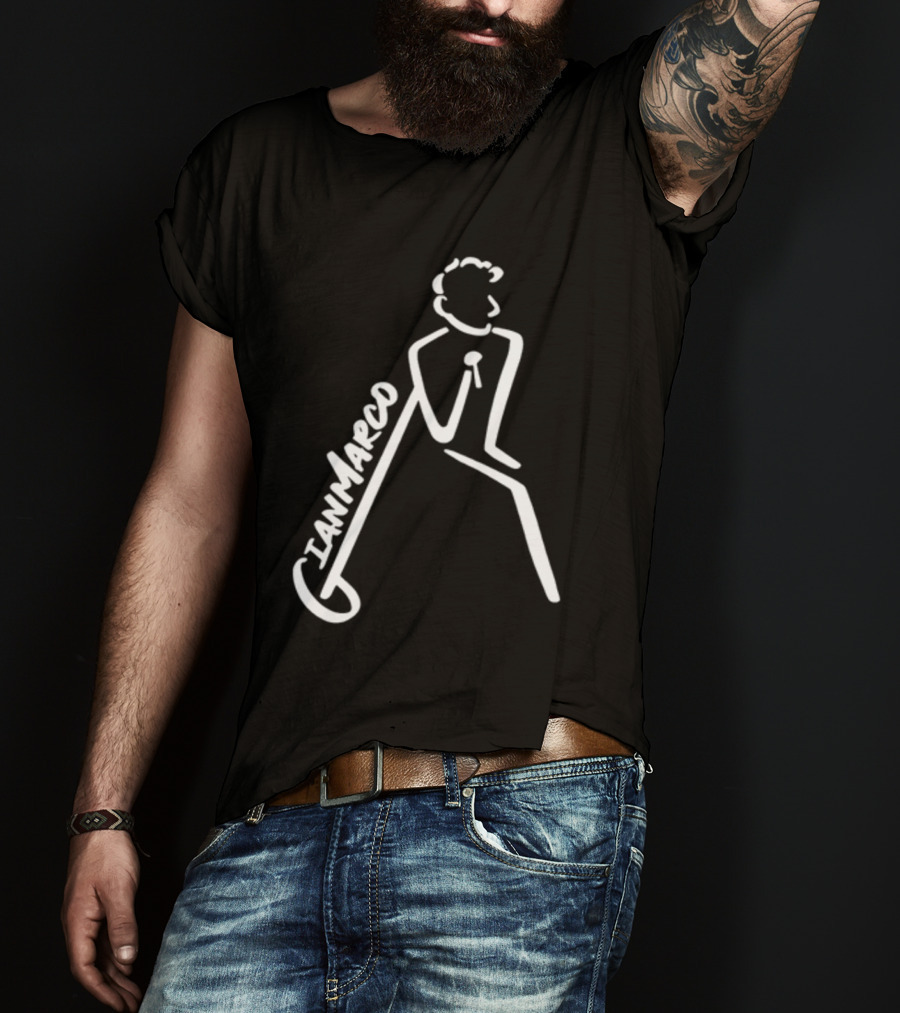 Gianmarco Leaning In GianMarco Microphone Icon Outline T-Shirt