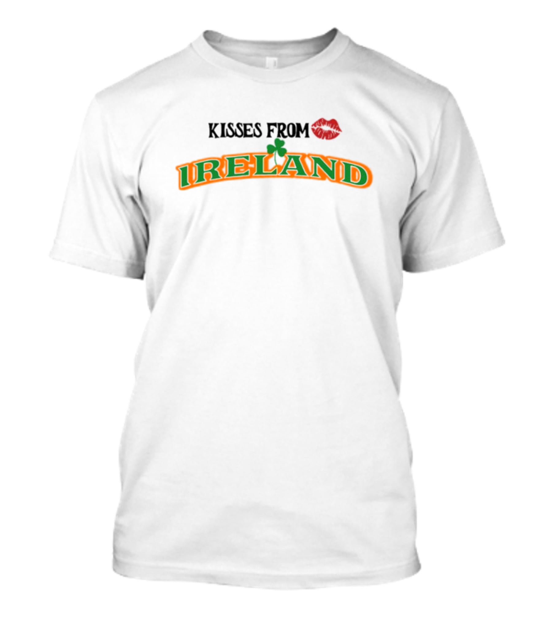 Kisses From Ireland Shamrock And Lip Print T-Shirt