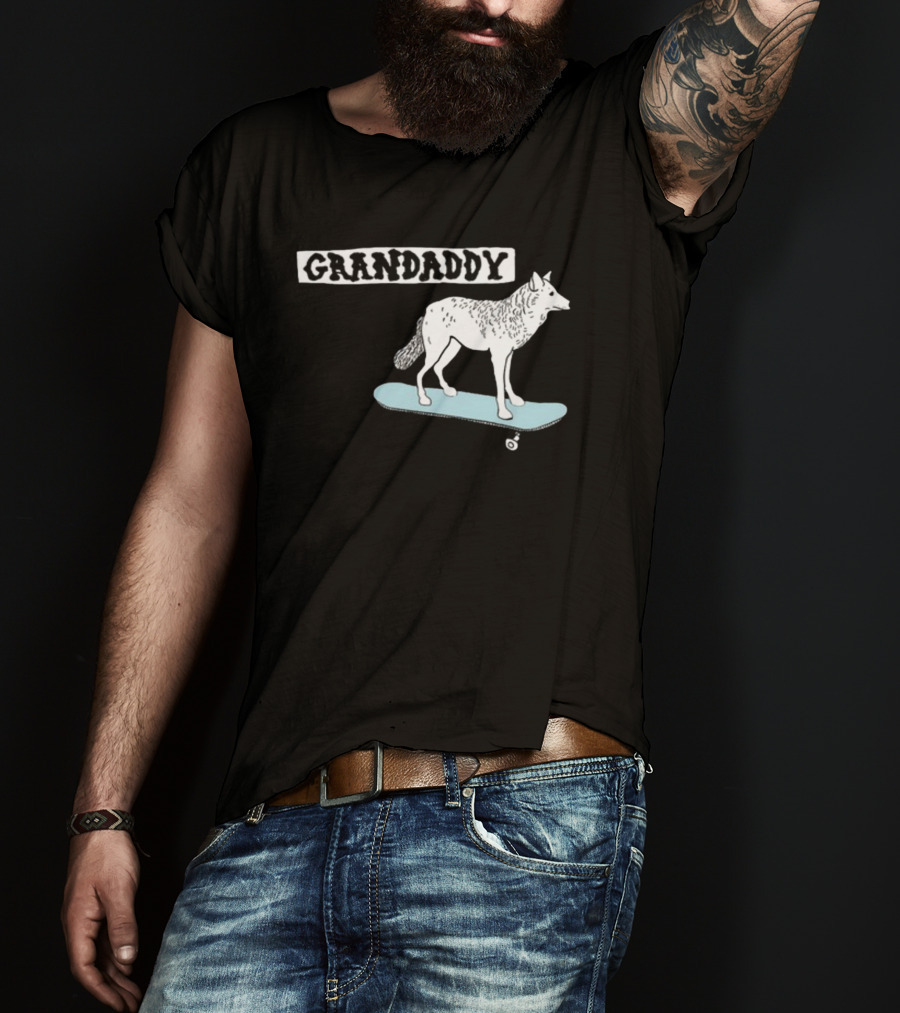 Grandaddy Wolf On Skateboard Blu Wav T-Shirt