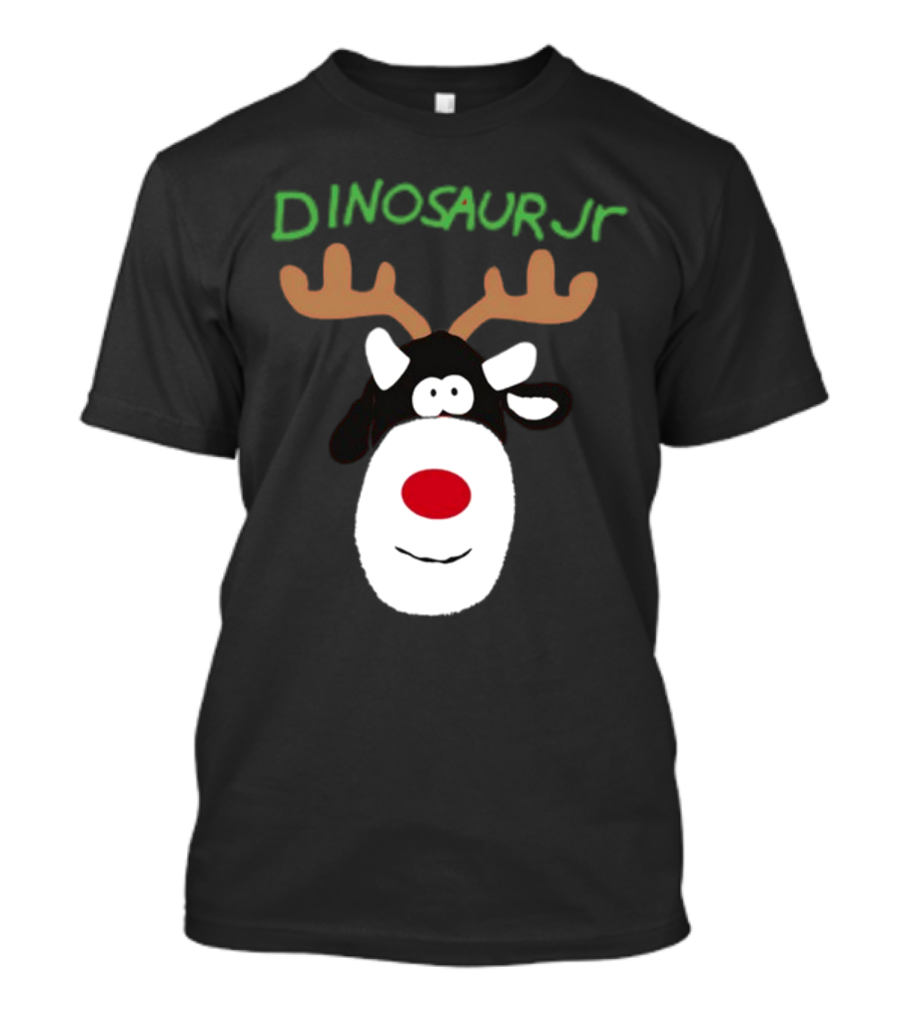 Dinosaur Jr Reindeer With Red Nose And Antlers T-Shirt