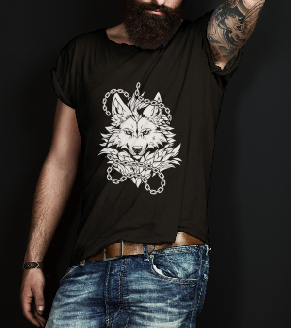 Wolf Head Enclosed By Chains T-Shirt