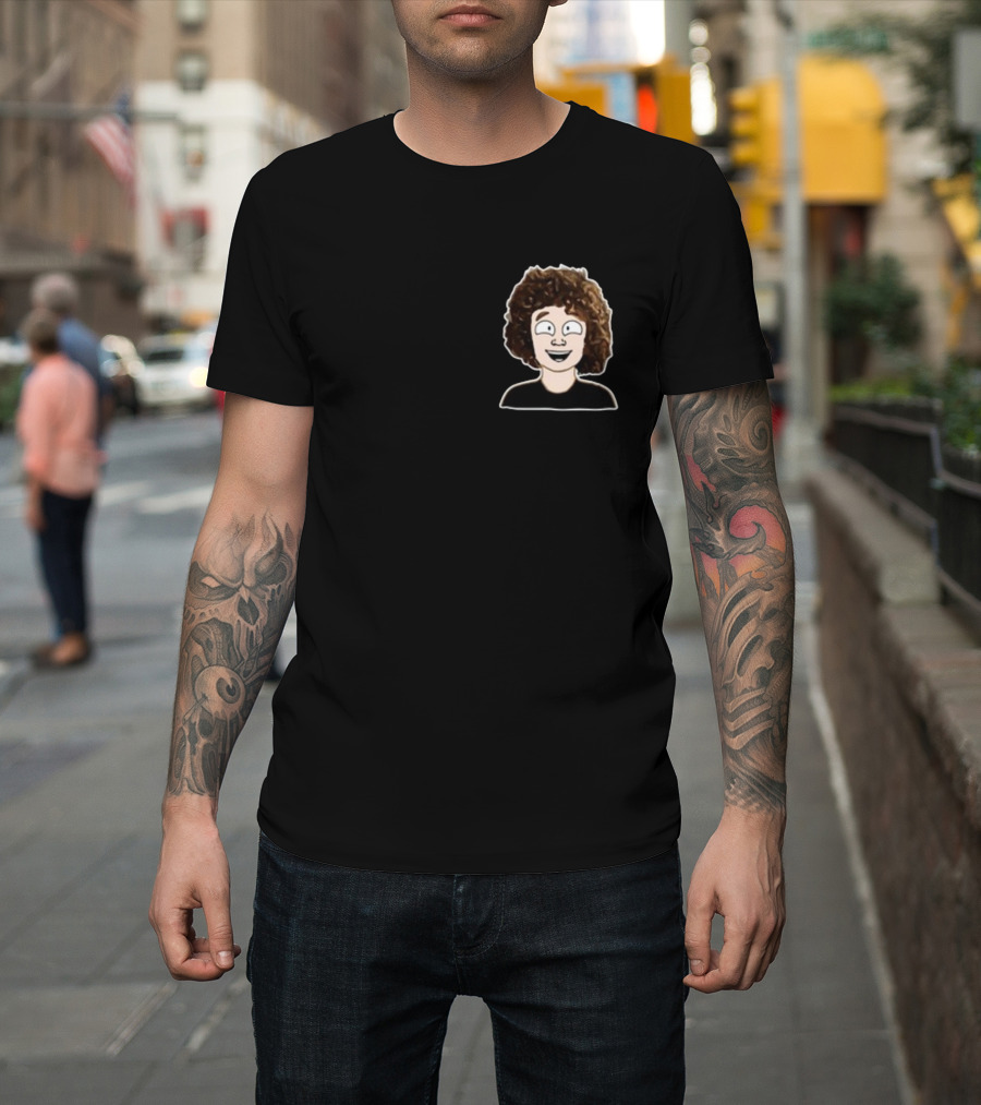 Nelson Neumann Cartoon Character with Curly Hair T-Shirt