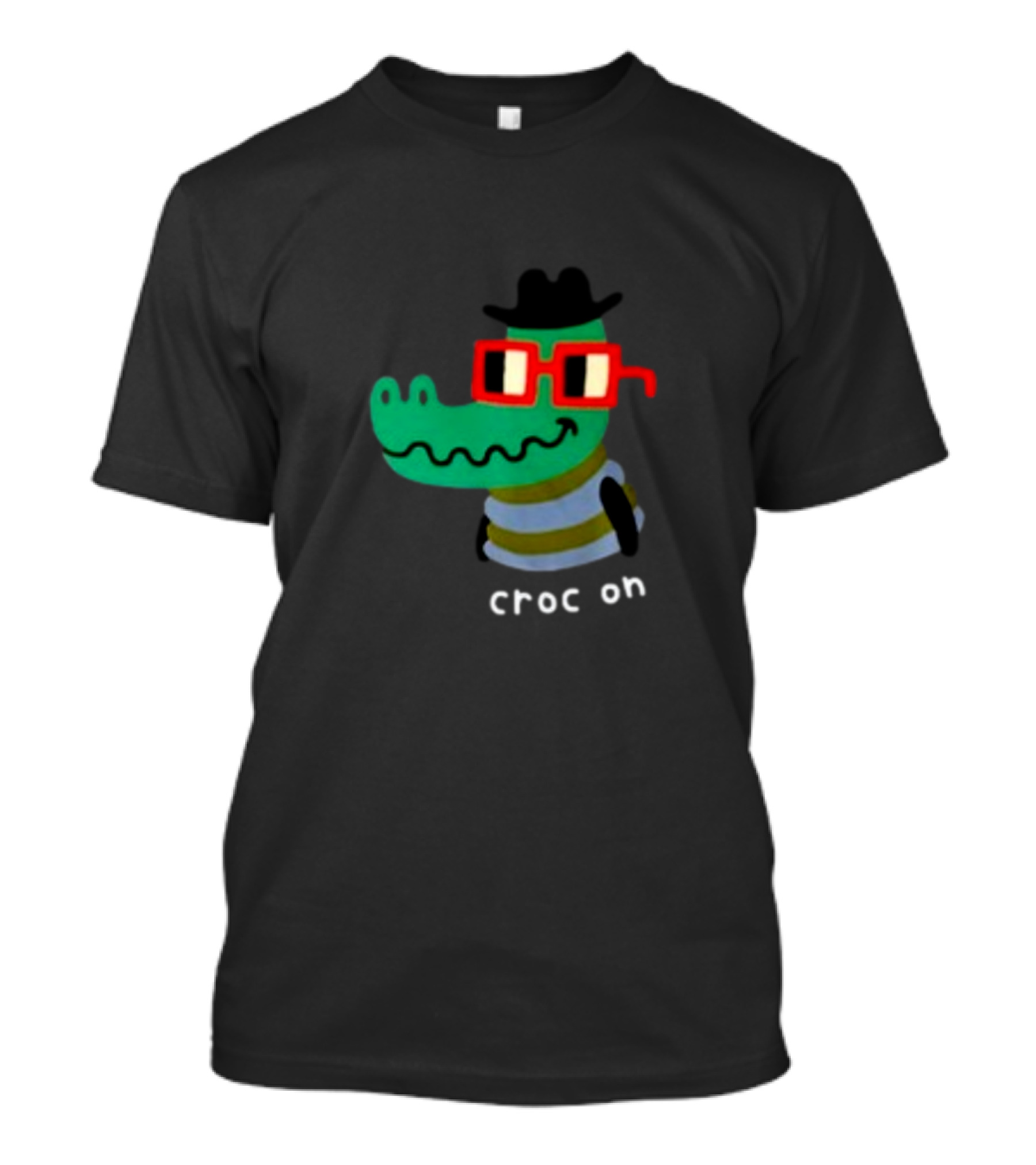 Jarmen43 Croc On Alligator With Red Glasses And Black Hat T-Shirt
