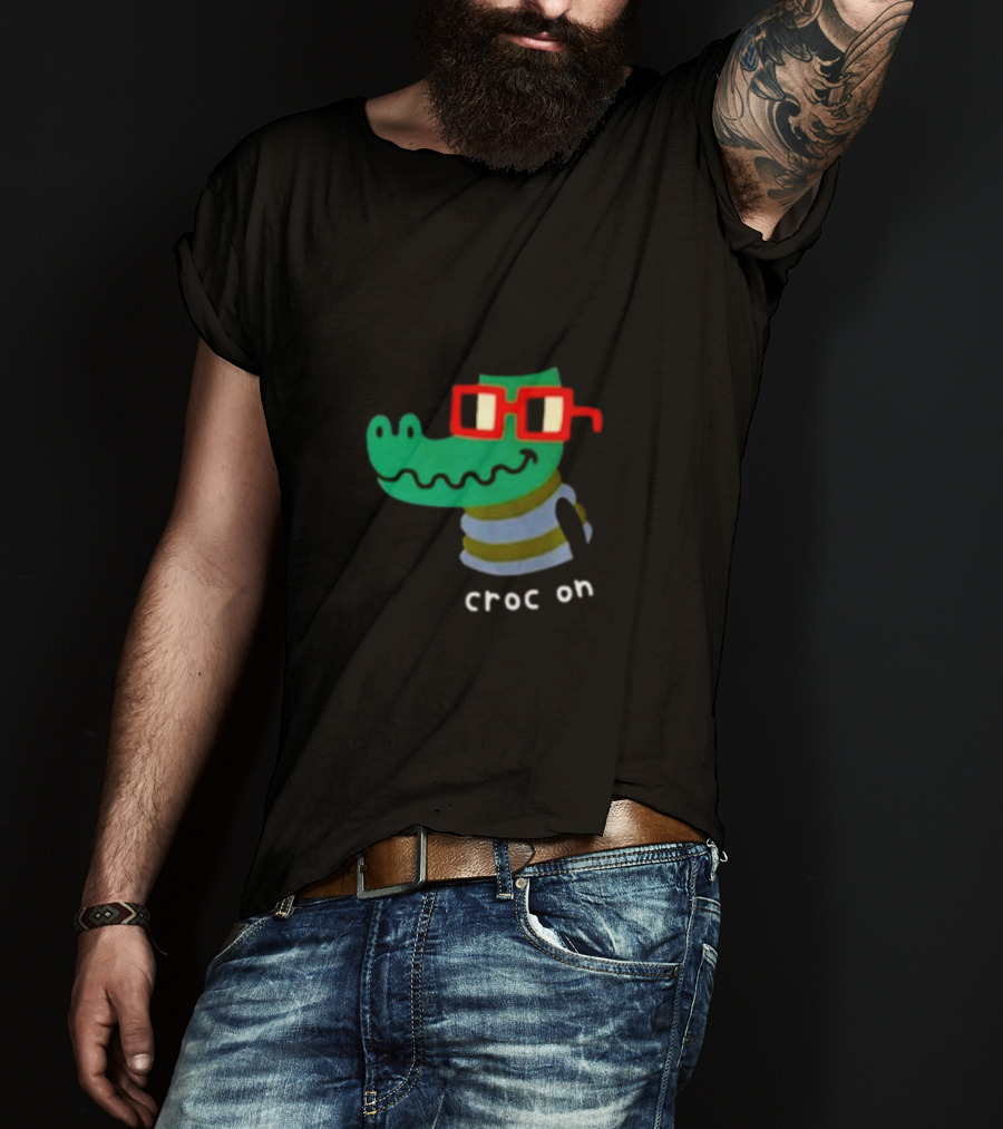 Jarmen43 Croc On Alligator With Red Glasses And Black Hat T-Shirt