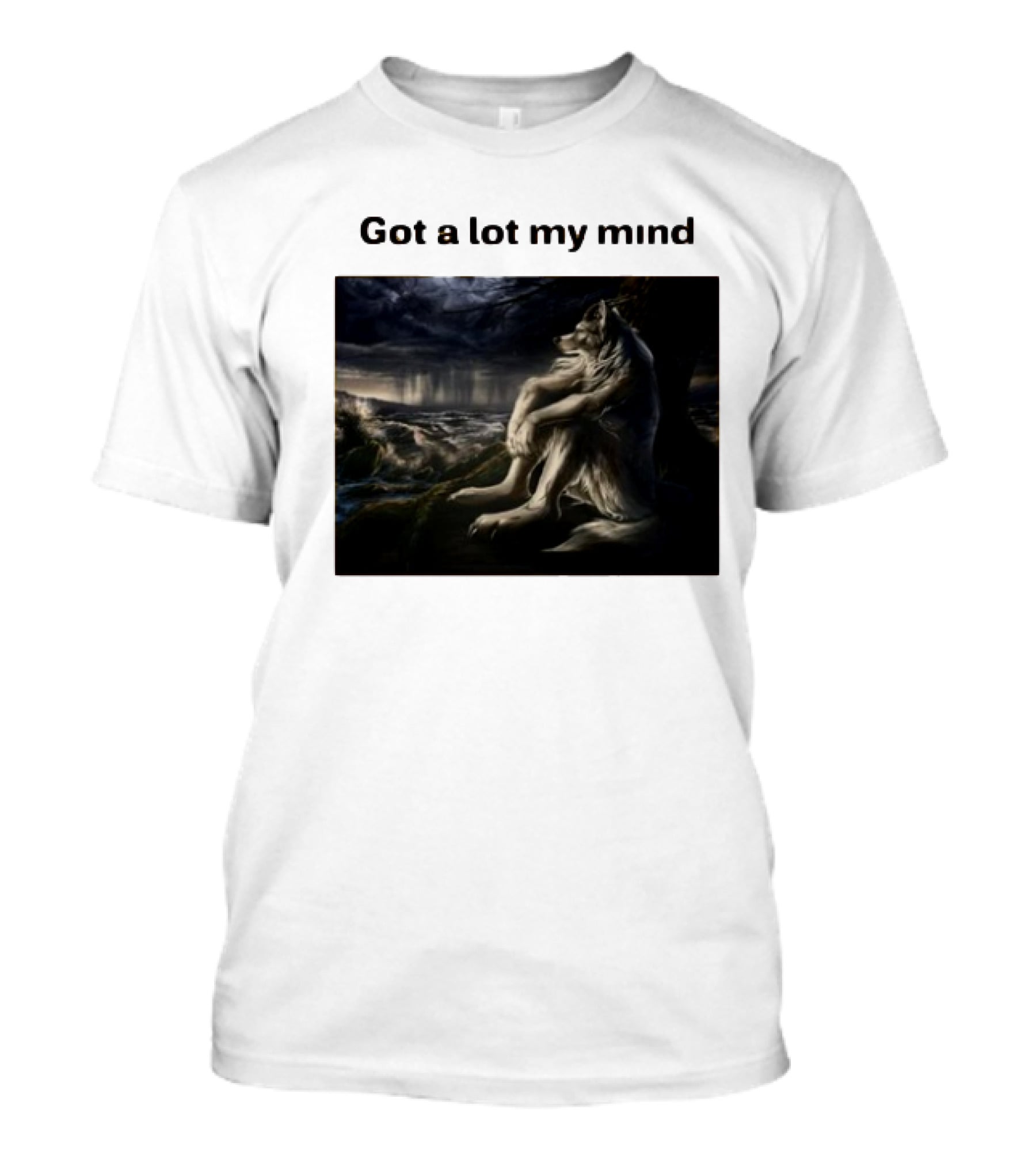Got A Lot My Mind Wolf On Stormy Night T-Shirt