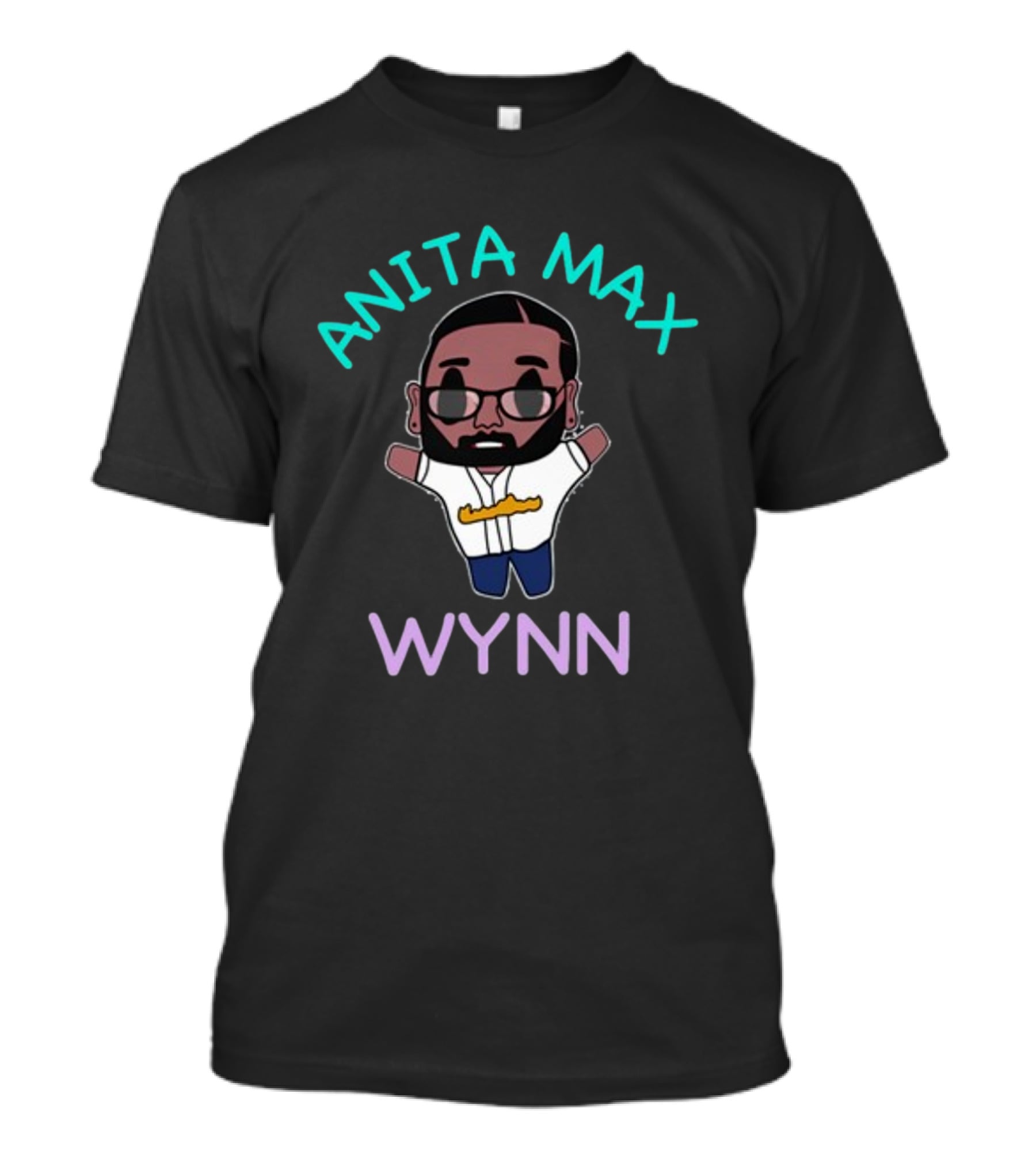 Anita Max Wynn Cartoon Style Character With Sunglasses And Baseball Jersey T-Shirt